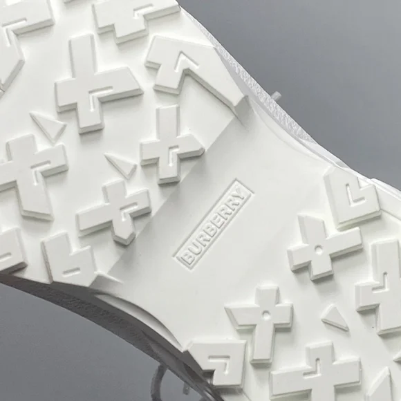 Burberry White and Beige Check Sneakers - Picture 7 of 8